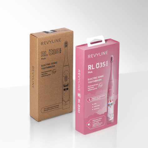Электрическая звуковая зубная щётка Revyline RL 035 Kids, Pink