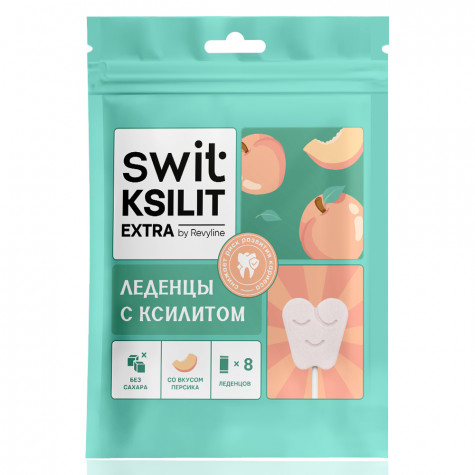 Леденцы на палочке Swit by Revyline Ksilit Extra Персик, 8 шт.