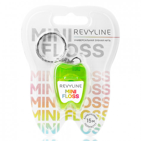 Зубная нить вощеная Revyline floss mini, полиэстер с бамбуковым углем, 15 м, салатовая